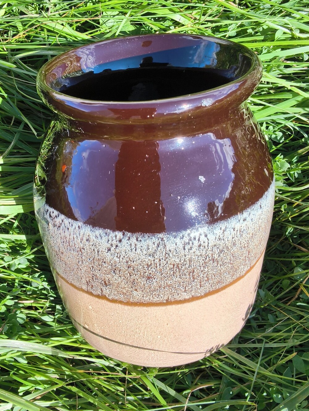 Vintage White Oak Canada Studio Pottery Crock Jar / Vase - Drip Glaze